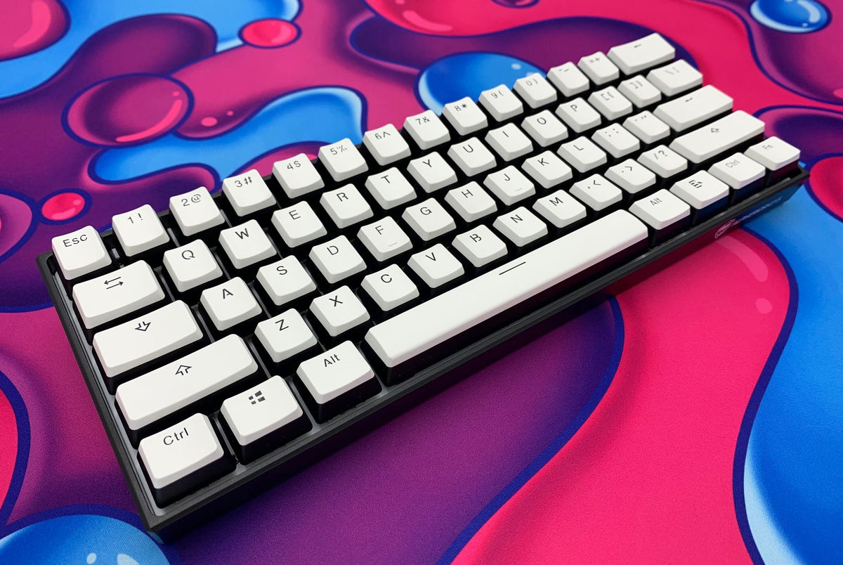 白黒ツートンカラー革ジャン 　KEYSTATION キーステーション ロカビリー Panda Pudding Keycap Set (White & Black) - Alpherior Keys