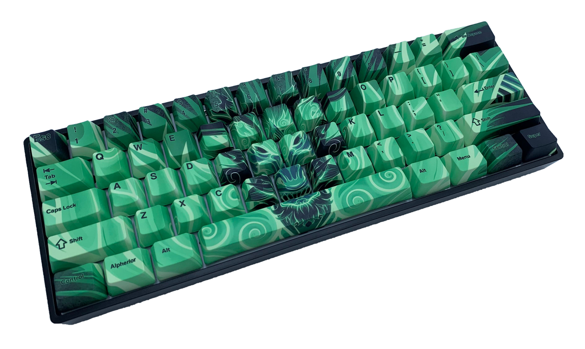 Hayabusa 60 Keyboard Green Liquid Oni Dragon Alpherior Keys